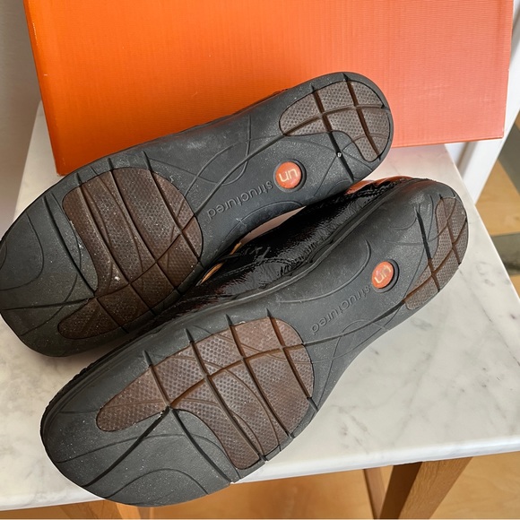 Clarks Unstructured Black Patent Leather Un Loop Clogs Slip-On Shoes 8.5 N - Picture 7 of 11